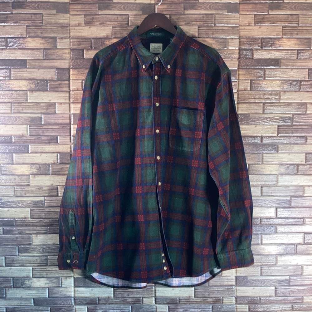 Mens 90’s Vintage G H Bass & Co Corduroy Heavy Weight Button Down Shirt 2XL